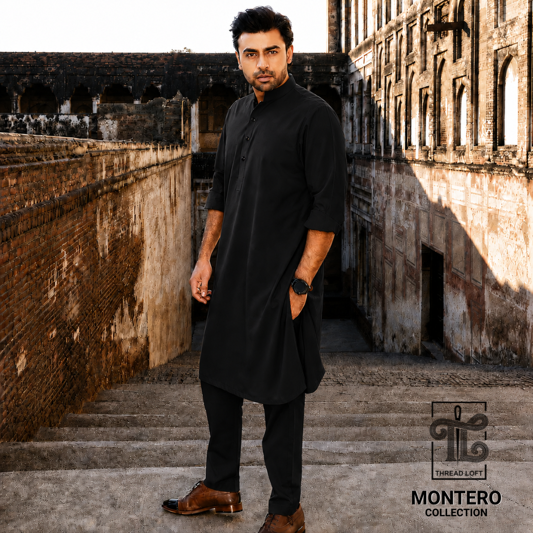 Black Men’s Shalwar Kameez – Premium Luxury Eastern Wear