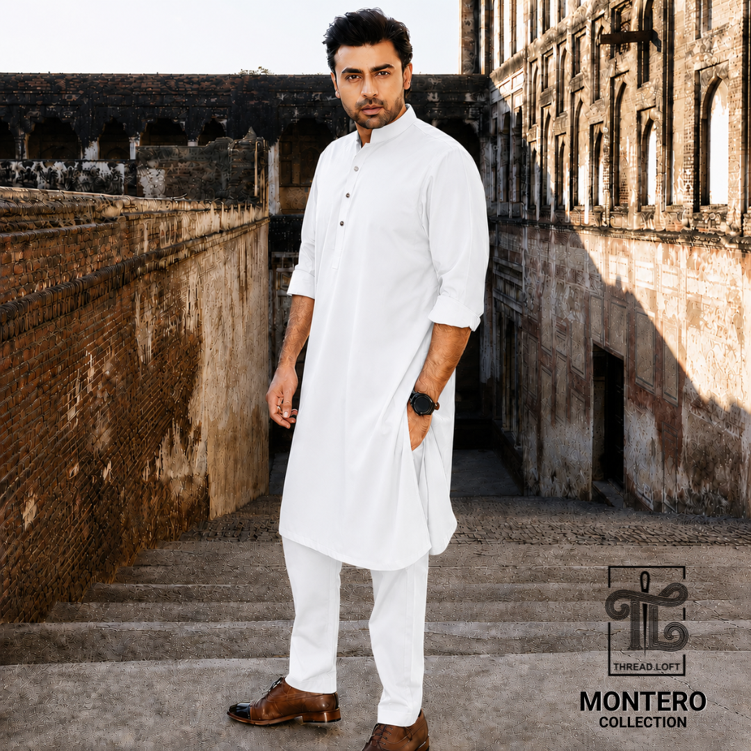 White Men’s Shalwar Kameez – Luxury Classic Eastern Wear