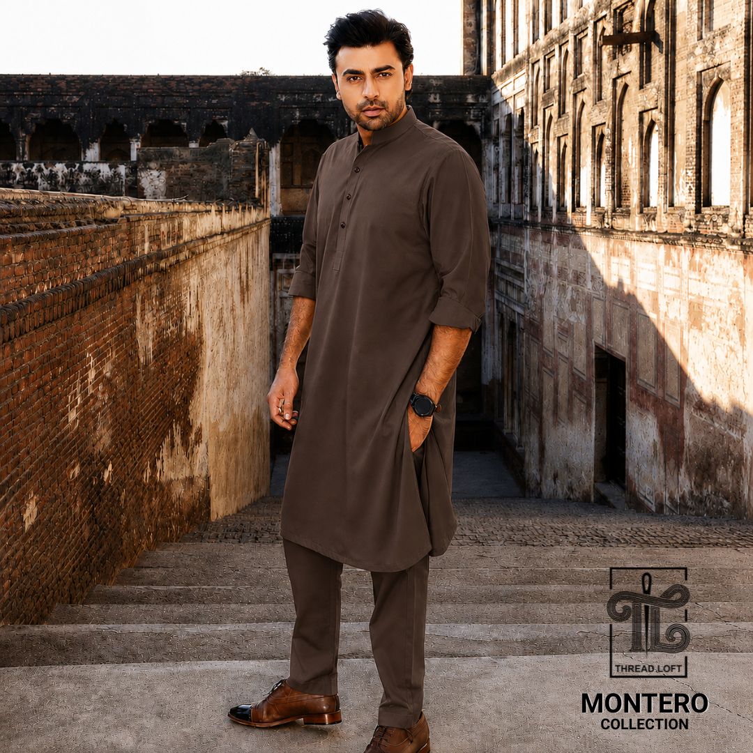 Dark Brown Men’s Shalwar Kameez – Premium Tailored Fit