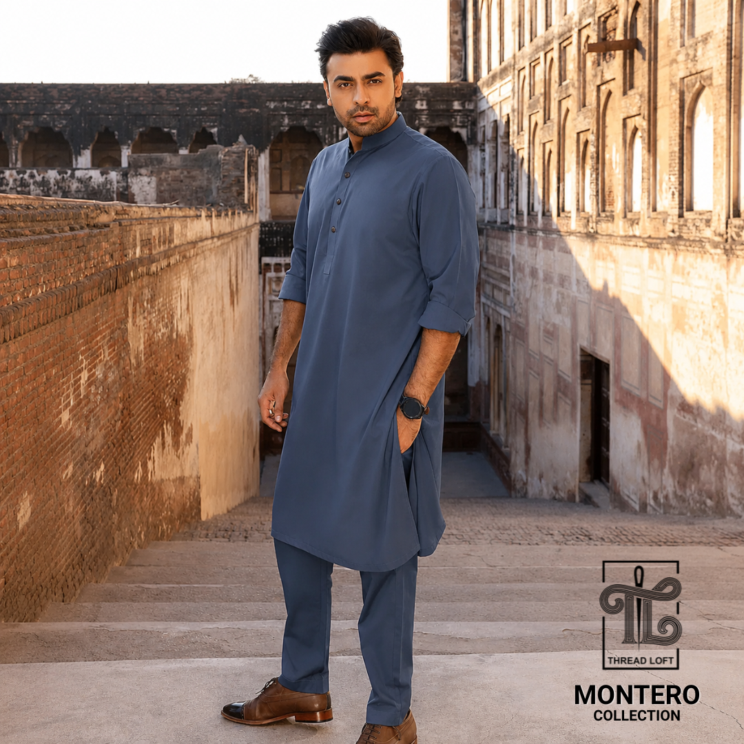 Midnight Blue Men’s Shalwar Kameez – Premium Tailored Fit